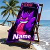 Custom Name Personalized Gengar Print Beach Towel, for Trip Camping Beach Party Home Decor, Birthday Gift for Family & Friends