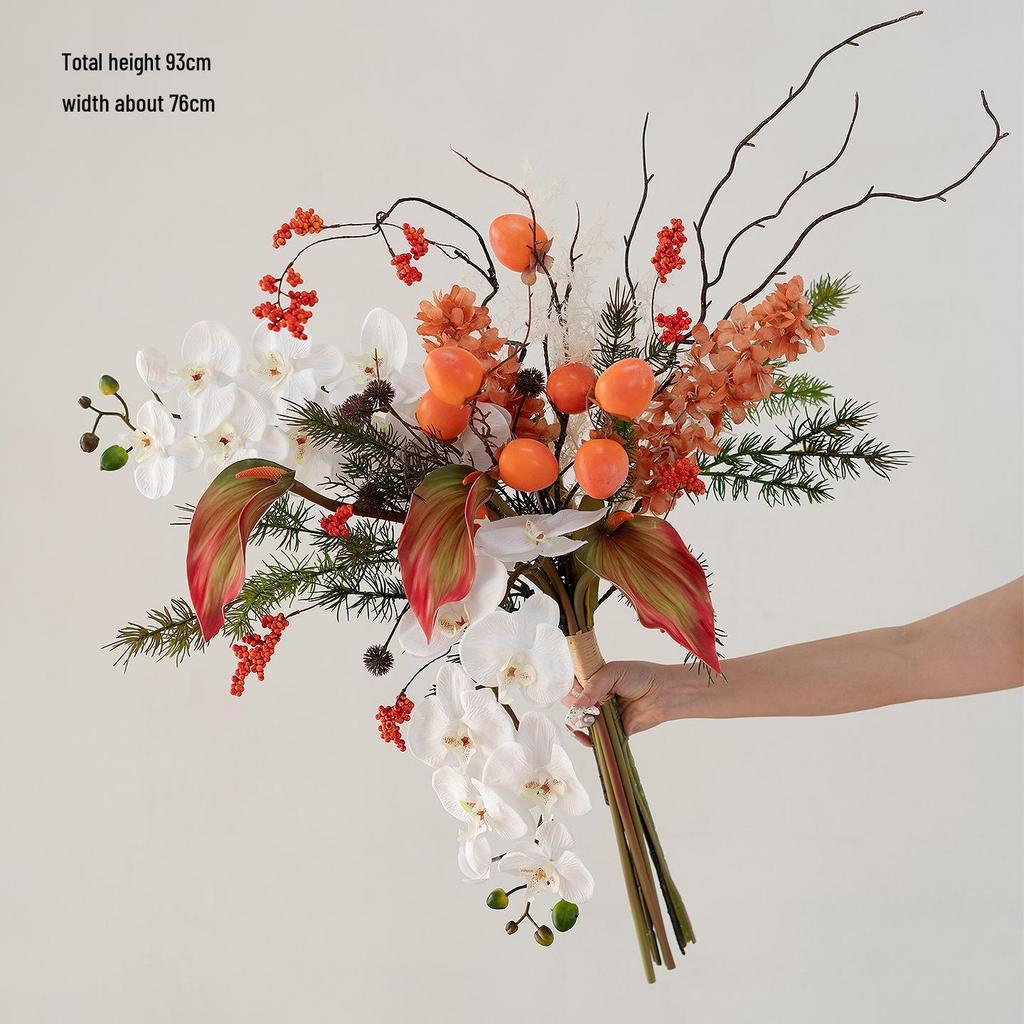 French Retro Handheld Artificial Flower Bouquet - Realistic Decorative Fake Floral Photography Props for Home Decor.