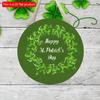 2D Flat 20*20cm1pc Happy St.Patrick's Day Fresh Four-leaf Clover Wreath Print Round Entryway Sign, Green Concision Style Porch&Outdoor Patio&Garden