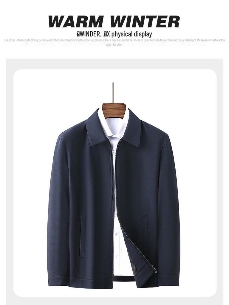 Мужская весенняя куртка 2024 года — фасон с лацканами для людей среднего и пожилого возраста