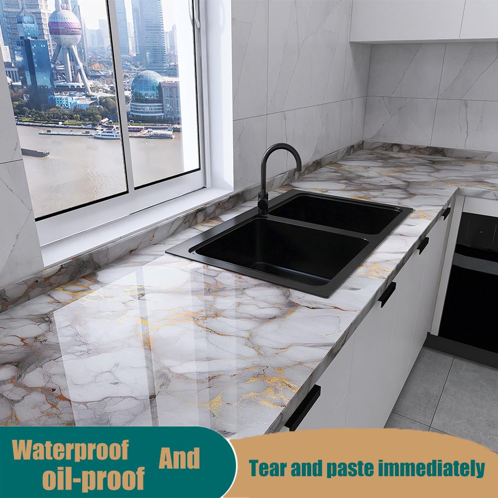 Наклейки для плитки Водонепроницаемые и маслостойкие Кухонные Высокотемпературостойкие Ремонт Самоклеящиеся Обои для столешницы шкафа