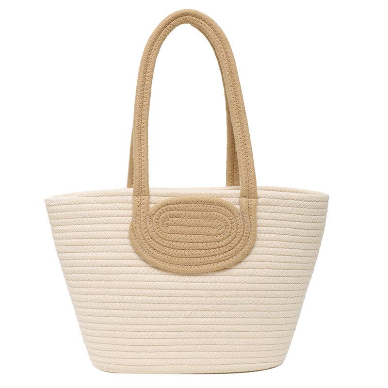Тканая большая модная повседневная сумка 2024 года, летняя новая корейская версия сумки через плечо в иностранном стиле, плетеная соломенная сумка-тоут