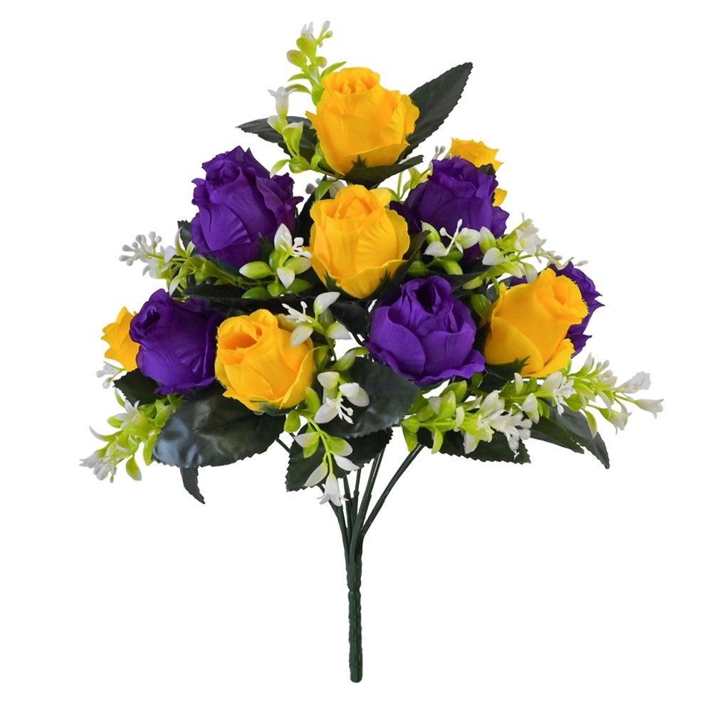 12 Heads Artificial Rose Bouquet Two Colors Wedding Decorations Silk Roses Plastic Rose Flowers