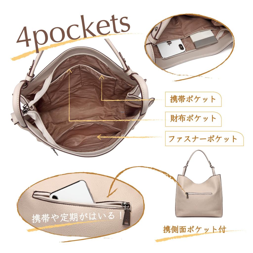 One Shoulder Tote Bag for Popular Commuter A4 PU Stylish 120849 [Guscio Basic] Women, Bag, Lightweight, Leather, [Reinforced Sewing] (Beige)