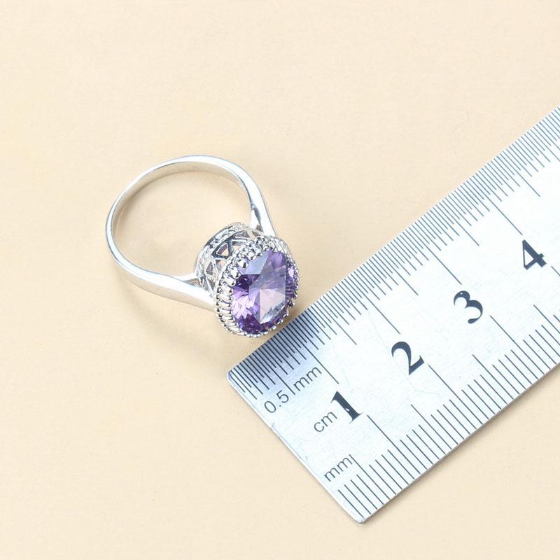 Wedding-Engagement 925 Silver Jewelry Sets AAA+ Quality Natural Crystal Bridal Costume 3-Piece Sets For Women 8-Colors Jewelry