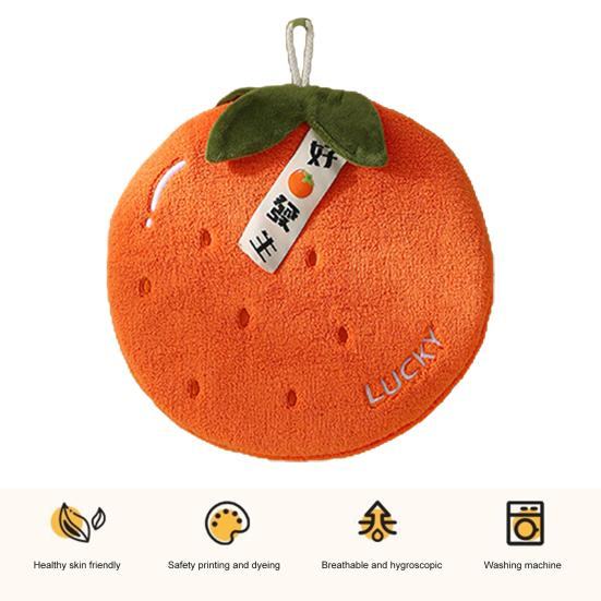 Coral Velvet Hand Towel Soft Absorbent Cartoon Fruit Design with Hanging Rope Quick Drying Household Lazy Hand Wipes Towel