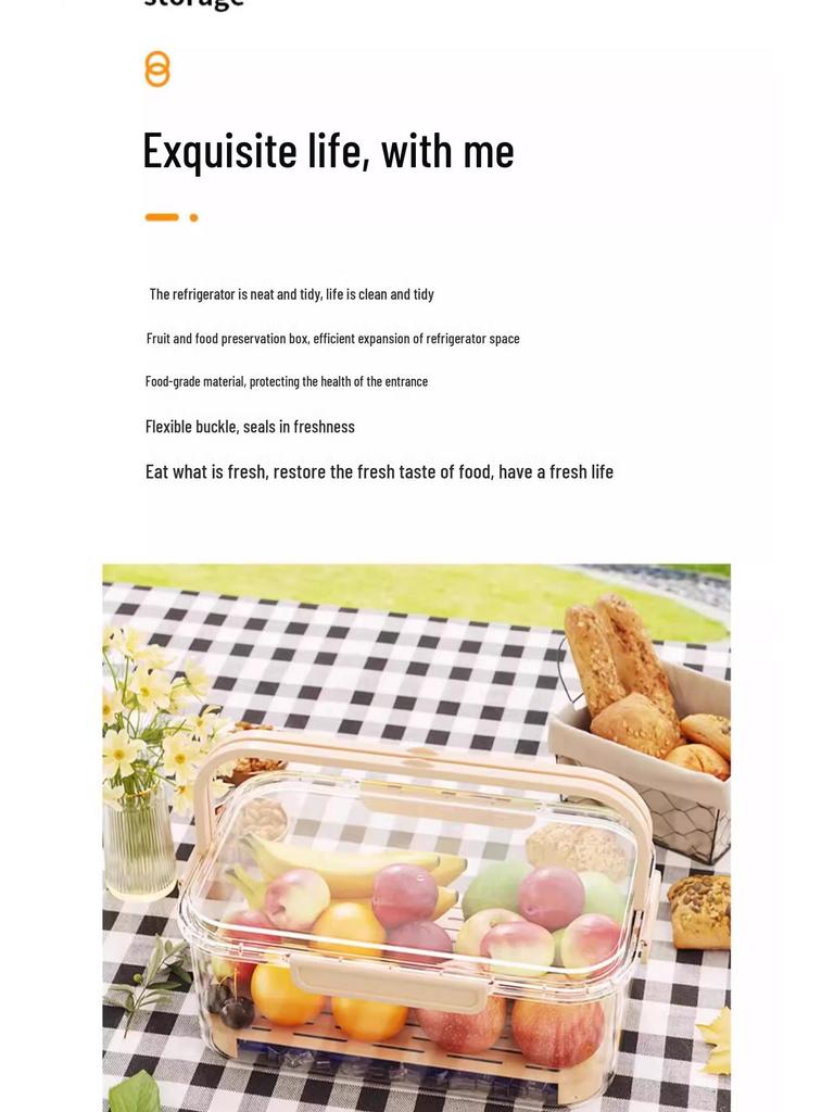 Portable Fresh-Keeping Bento Box for Outdoor Picnic with Large Capacity and Fruit Seal