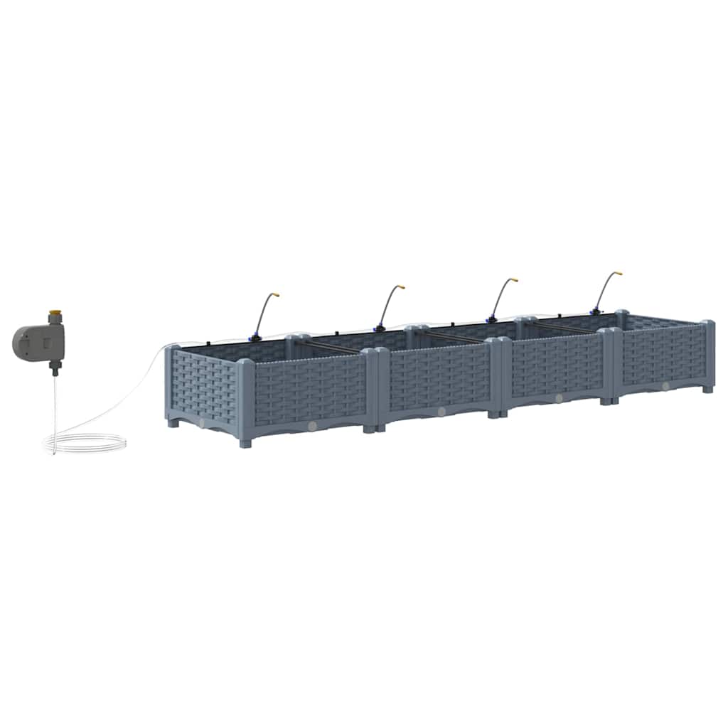 Garden Planter Set 4 pcs Light Grey 160 x 40 x 22 cm Plastic