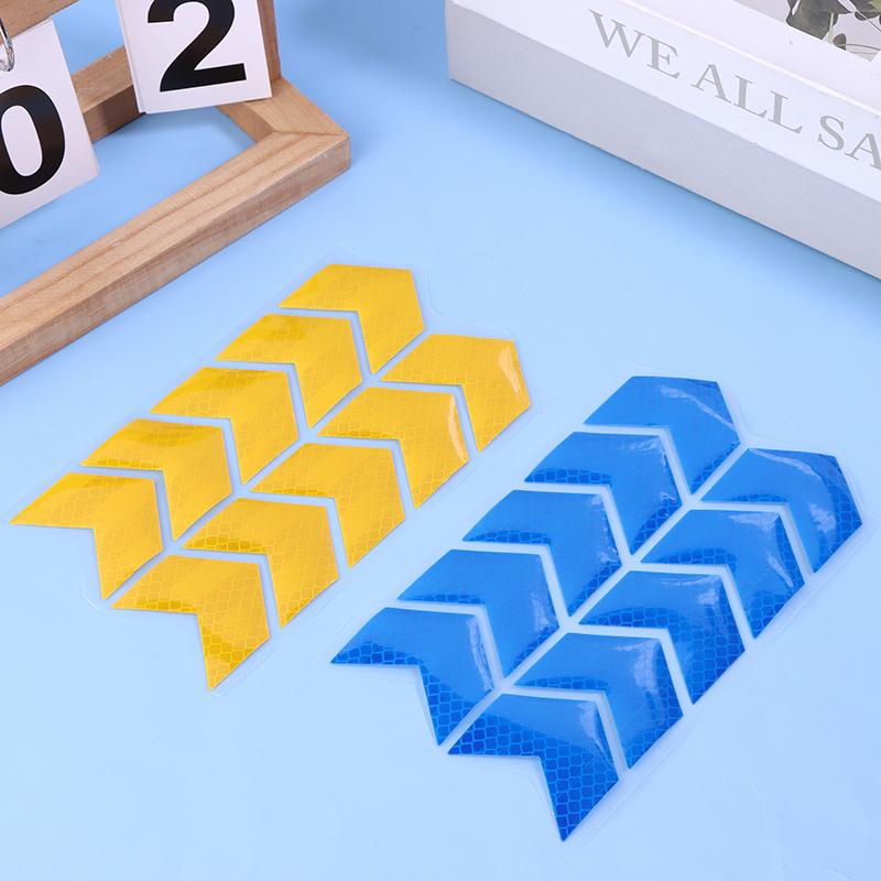 10 шт./комплект Светоотражающая лента-знак стрелки Предупреждающий стикер безопасности для бампера автомобиля, багажника, отражателя, лента-предупреждение, аксессуары для мотоцикла