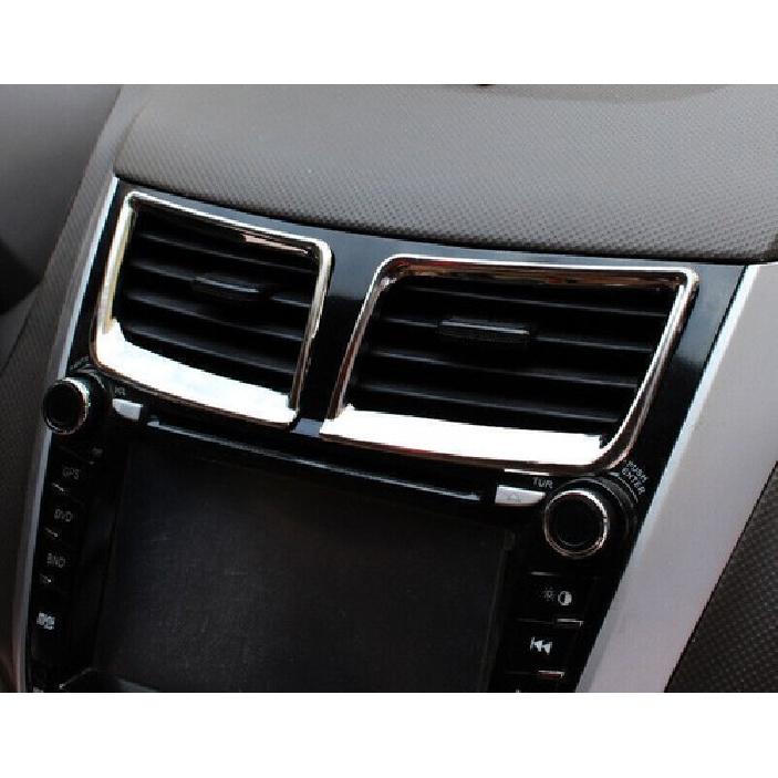 Декоративная рамка центрального воздуховода для Hyundai Accent 2012-2017, Хромированная сталь