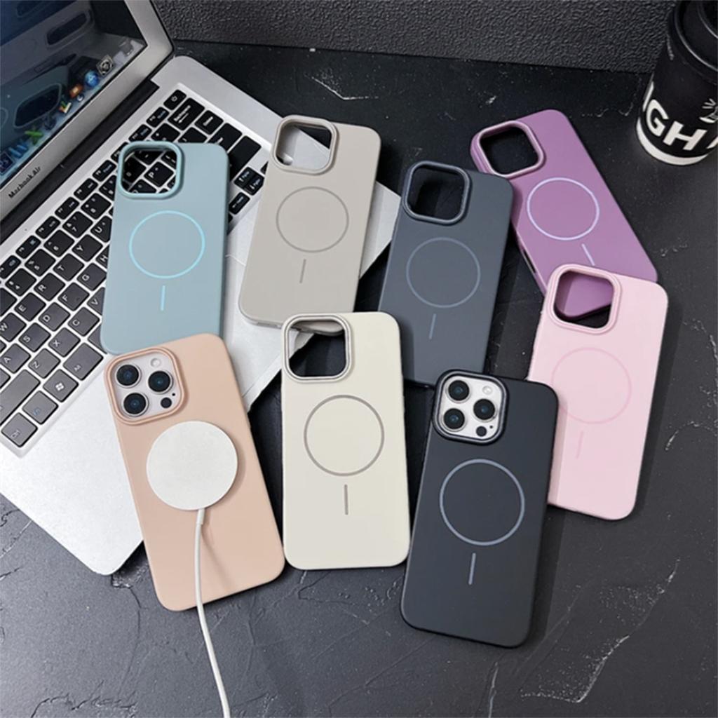 Magnetic Suction Soft PC Case Soft Edge Frosted Air Bag Anti-fall Cooling Personalized Ins All-inclusive Small Fresh Mobile Phone Case
