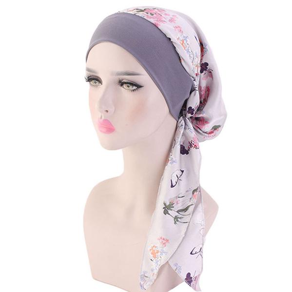 Fashion Personality Temperament Ladies Pirate Hat Pure Color Simulation Silk Scarf Hat Elastic Hair Band Braid Hat
