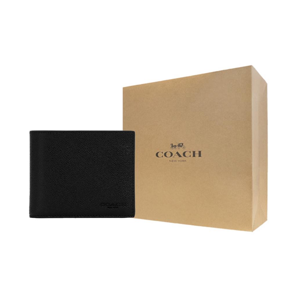 Coach Кошелек-портмоне 3-в-1 с принтом логотипа для мужчин Черный CR899-BLK
