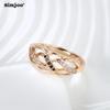 SIMJOO Pop Rose Gold Ring Fashion Wrapped Zircon Lady Ring
