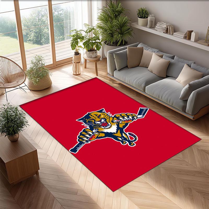 Florida Panthers Printed Crystal Velvet Area Rug, Soft Anti-Slip Water Absorbent Floor Mat for Living Room Bedroom