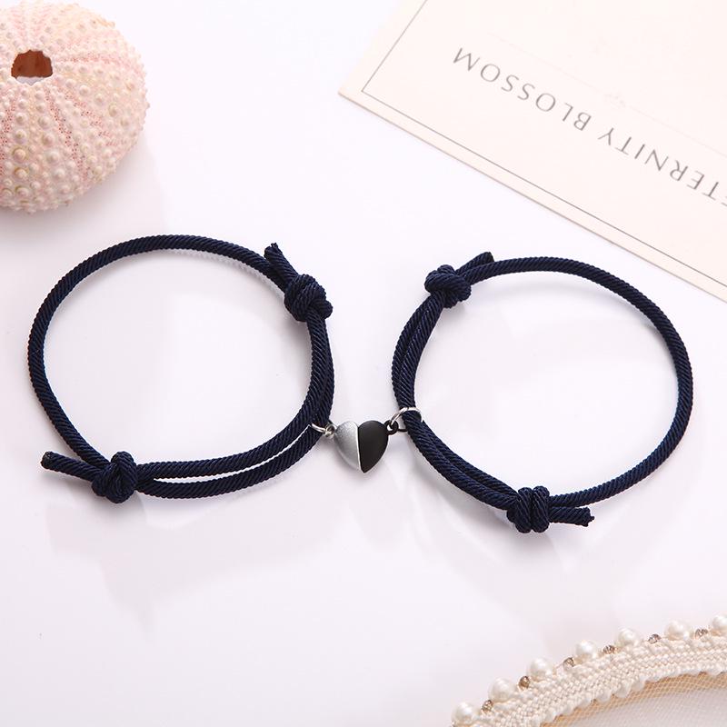 Trendy Black & White Love Magnet Milan Rope Couple Bracelets for Girlfriends