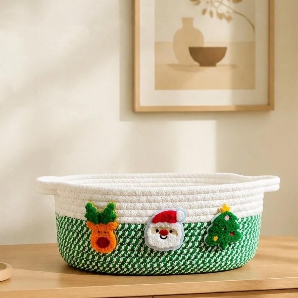 Cotton Rope Hand Woven Storage Basket Xmas Theme Candy Storage Baskets  Entryway