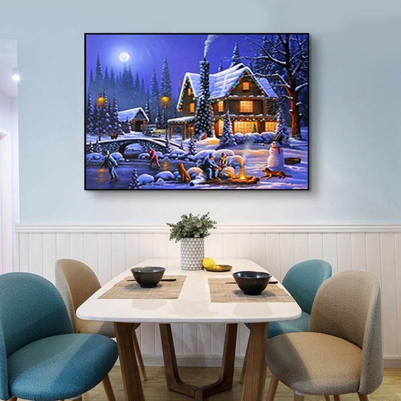 Winter Snow Landscape DIY 5D Diamond Painting Full Round Resin Diamond Embroidery Rhinestones Mosaic Cross Stitch Home Decor