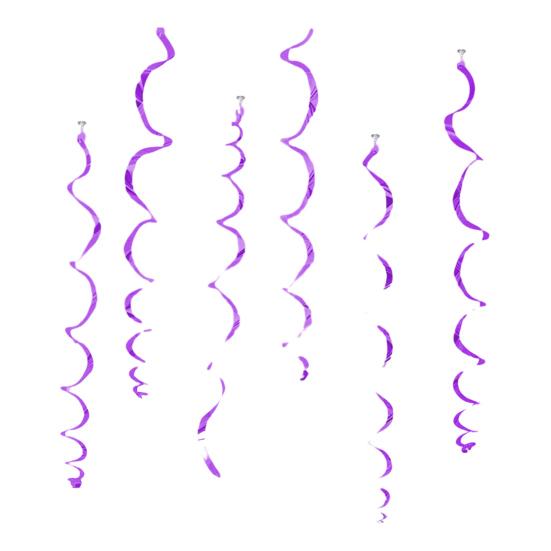 6 Pcs Colorful Ceiling Swirl Foil Decorations Plastic Hanging Spiral Streamers for Wedding Birthday Graduation New Year Party Decoration