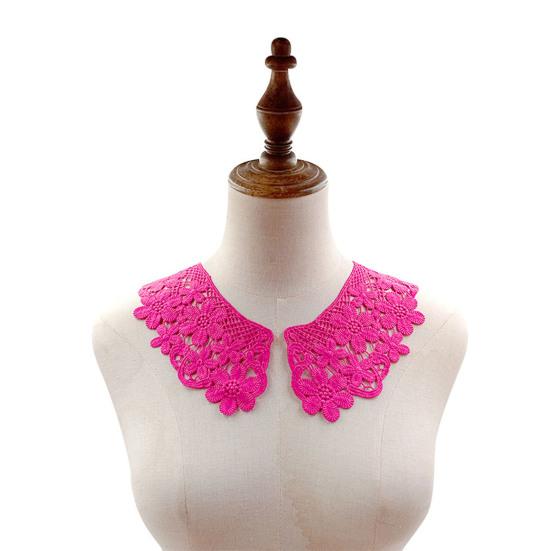 Yousheng 1 Pair Embroidered Collar Women Lace Neckline Hollow Lace Fabric Trim Applique for DIY Sewing Halloween Cosplay