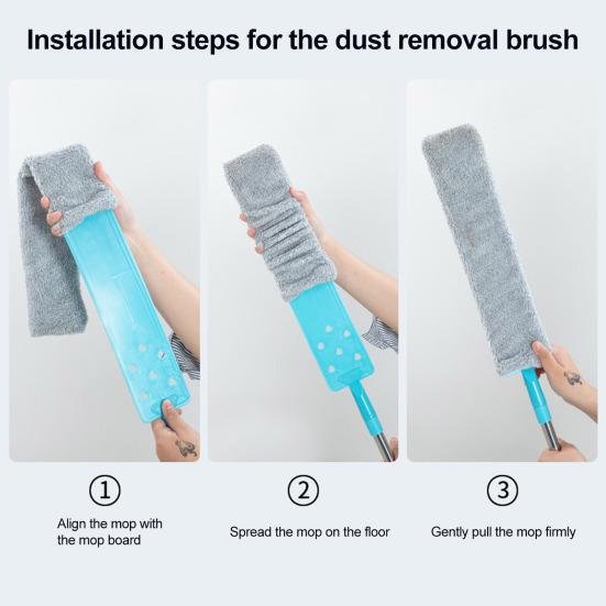 Выдвижной инструмент для очистки пыли в щелях с 2 салфетками из микрофибры, длинной ручкой, плоской насадкой для пыли, гибкий аксессуар для удаления пыли