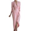 Women's 3/4 Sleeve V Neck Midi Sheath Bodycon Dress Formal Faux Wrap Cocktail Work Dress Office Business Outfit