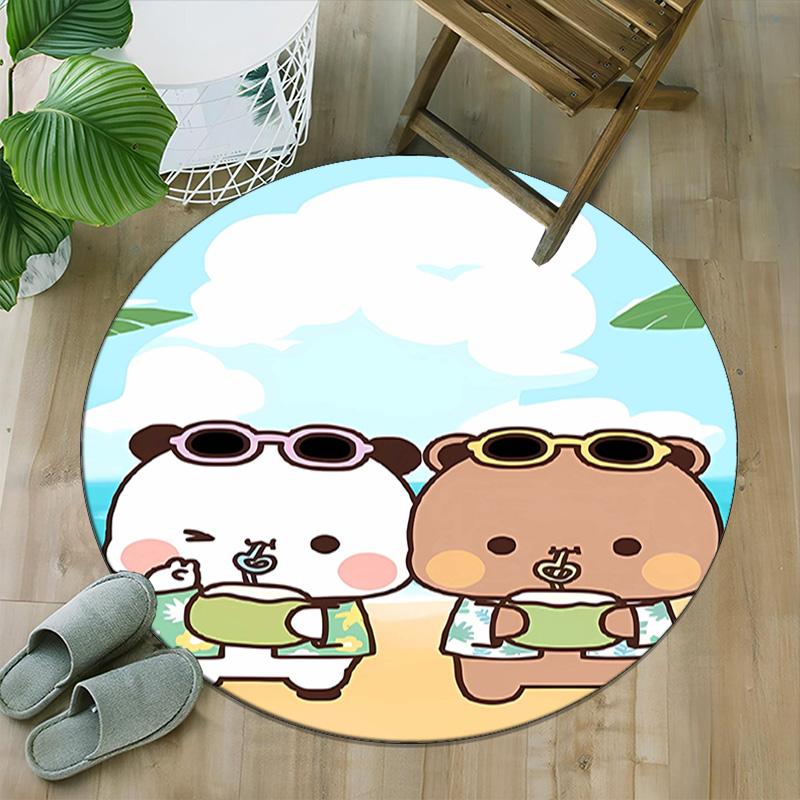 1pc Yier BuBu Bear3 Print Round Carpet Chair Round Carpet Suitable for Bedroom Living Room Home Decorative Carpet