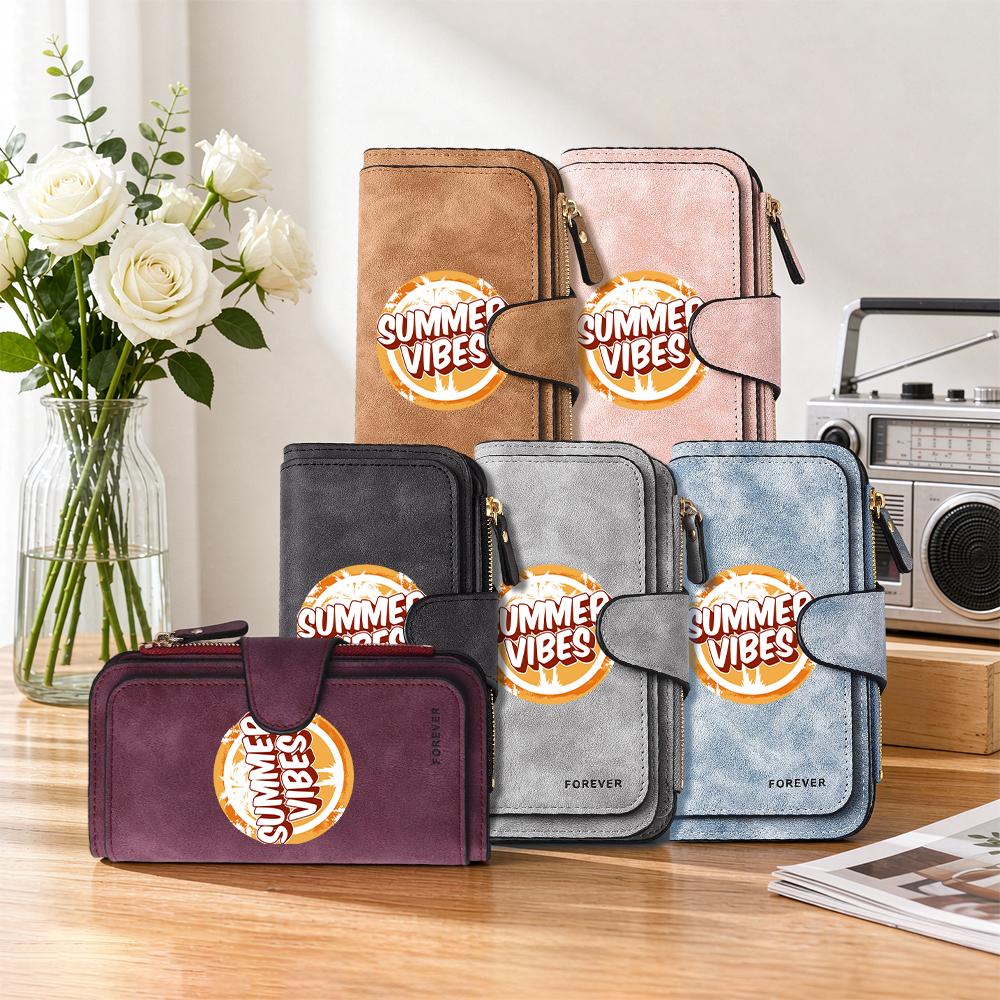 Summer Vibes Dark Long Wallet Forever Portable Card Cash Holder Casual Daily Purse