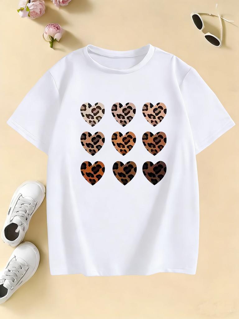 Y2k Love Heart Fashion T Shirts Graphic Short Sleeve Oneck Kids Childrens Tshirt Girls Summer Spring Casual Top Tee Shirt