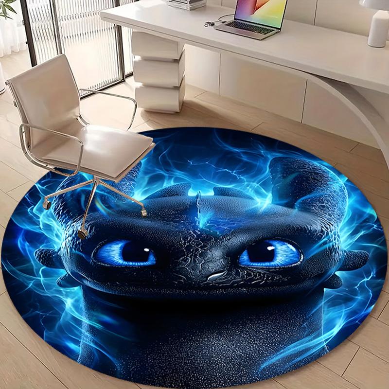 1pc Toothless2 Design Printed Area Round Carpet for Bedroom Living Room Home Decor Rugs Mat Non Slip Mat Rug for Bedside