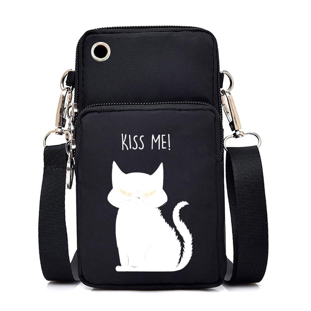 Графическая мини-сумка для телефона, забавная сумка-мессенджер с изображением кота и кофе, маленькая сумка через плечо, женская сумочка