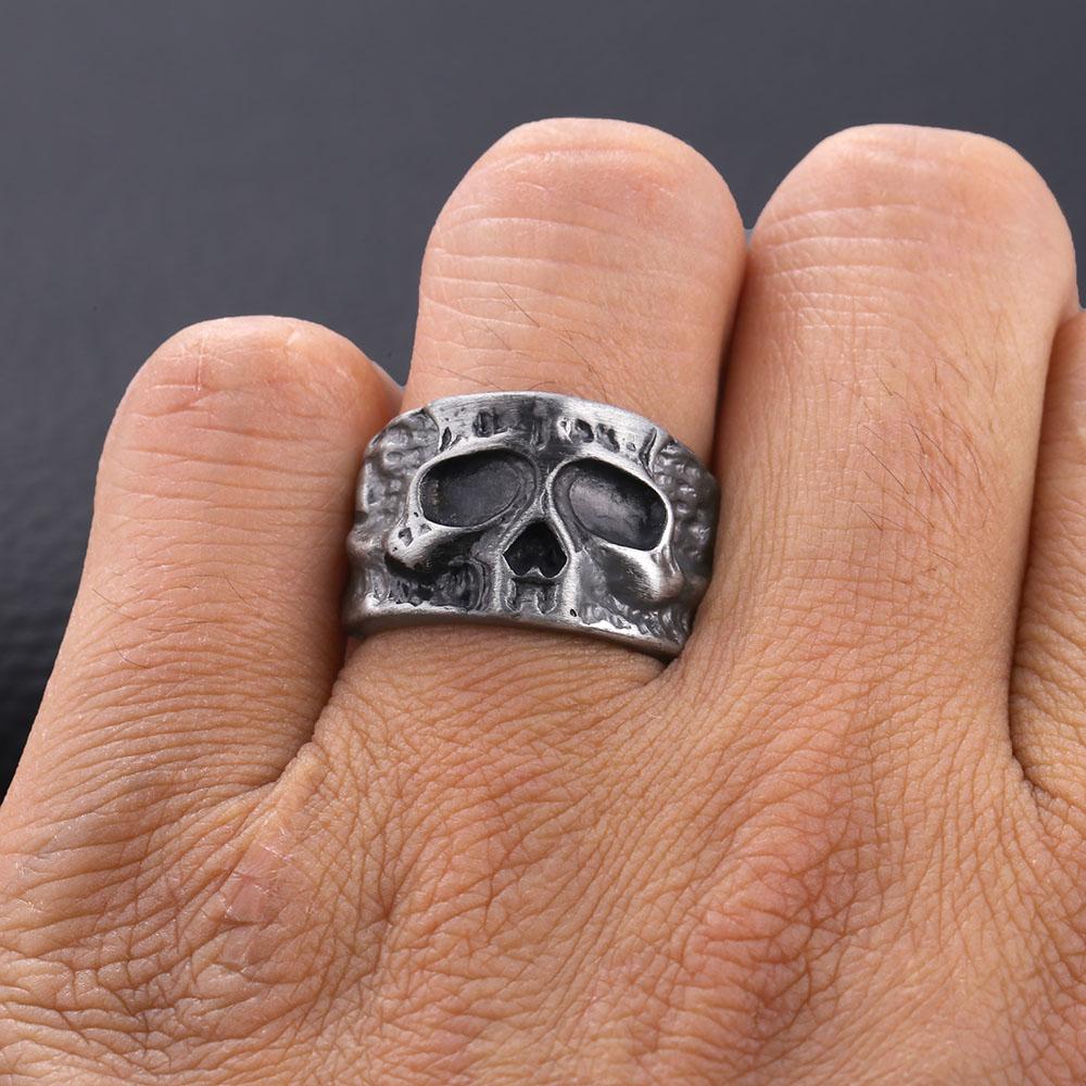 Винтажное байкерское кольцо в стиле панк в стиле хип-хоп, высокое качество, скелет, череп, ретро-пистолет, черные аксессуары для пальцев, кольцо для вечеринки, клуба, подарок