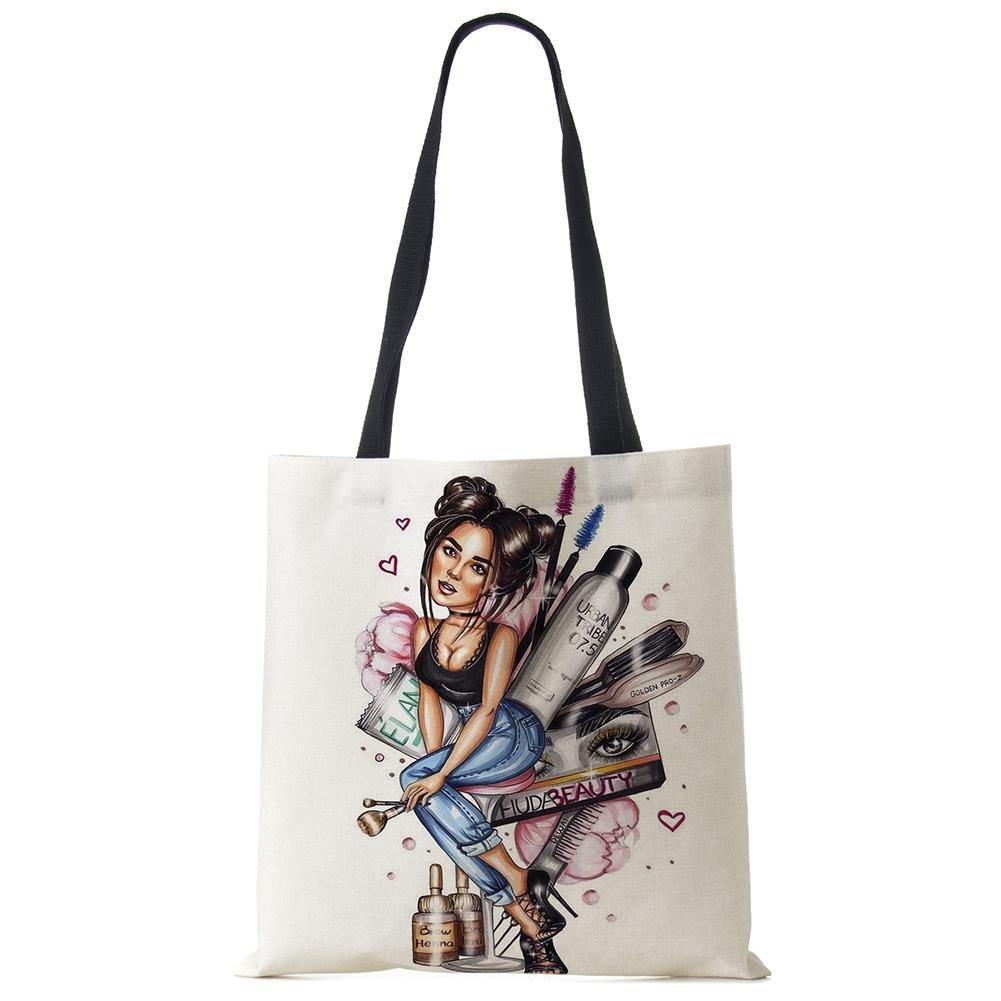 Модная женская сумка-тоут с принтом для девочек, многоразовые сумки для покупок, складные дорожные школьные пляжные сумки