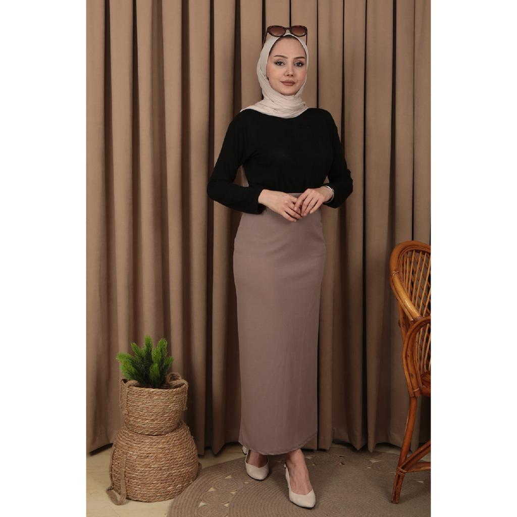 Женская черная юбка-карандаш на эластичном поясе