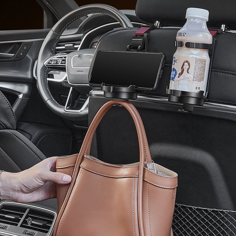 Multifunctional Car Seat Headrest Hook Convenient Portable Water Cup Holder Foldable Back Seat Organizer