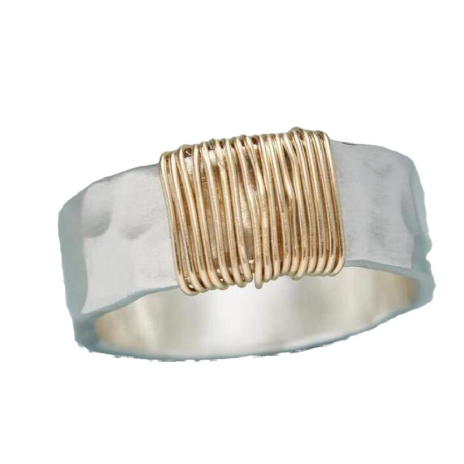 Евро-американское винтажное геометрическое кольцо из медной проволоки: Ручная работа, широкое кольцо на палец