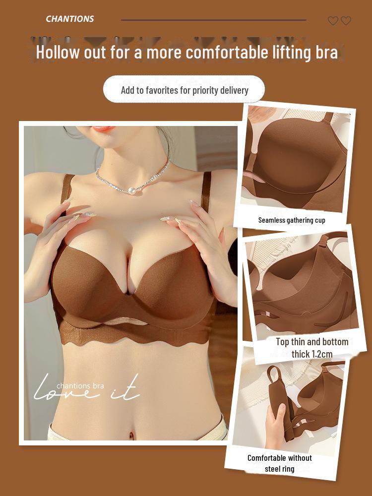 Seamless Lifting Bra for Small Busts - Smooth, Gathered Fit, Wireless, Anti-Sag Design