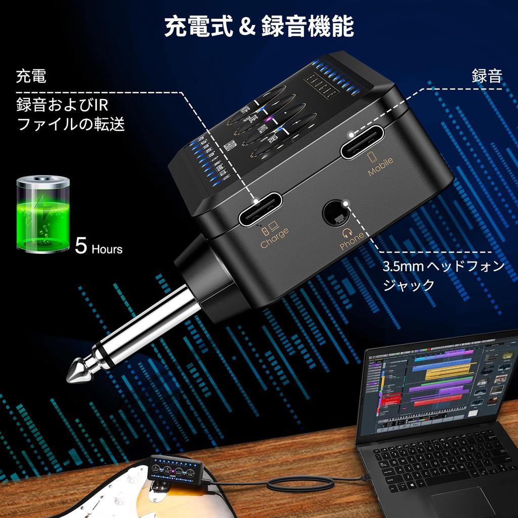 Усилитель для гитарных наушников Bluetooth Mini Plug 10 моделей усилителей с тюнером и эффектами LEKATO Inlay Delay Reverb Chorus Overdrive Перезаряжаемый для