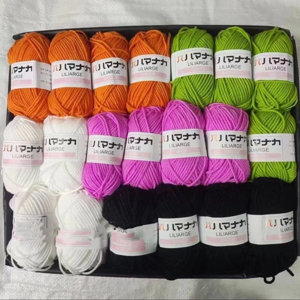 20 шт./лот Набор пряжи из молочного хлопка 4 нити Мягкая детская хлопковая пряжа Шерстяная пряжа для вязания кукол, сумок, свитеров, шапок Комбинированный набор