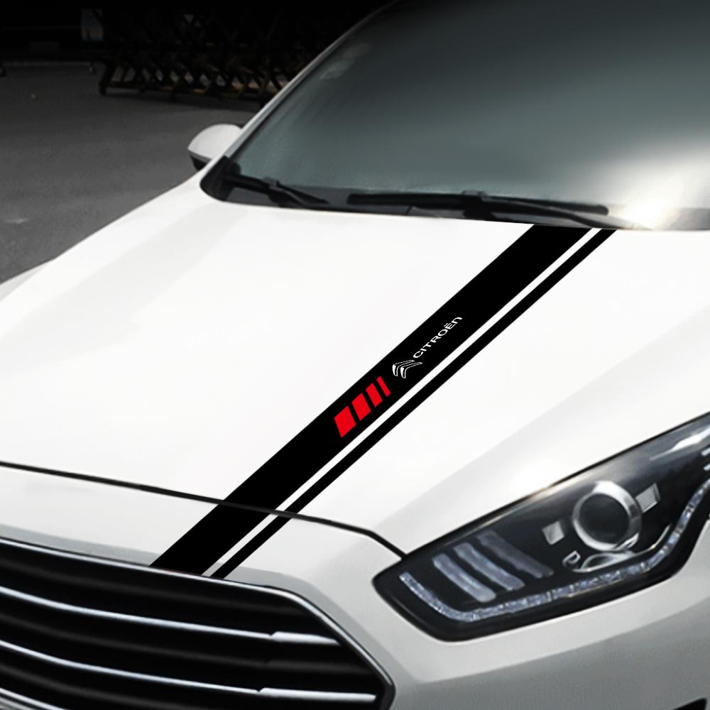 Car Hood Sticker Personalized Stripe Auto Body Decals Car Tuning Stickers For Citroen C1 C3 C4 Picasso C5 C6 VTS C-ELYSEE C5 C6