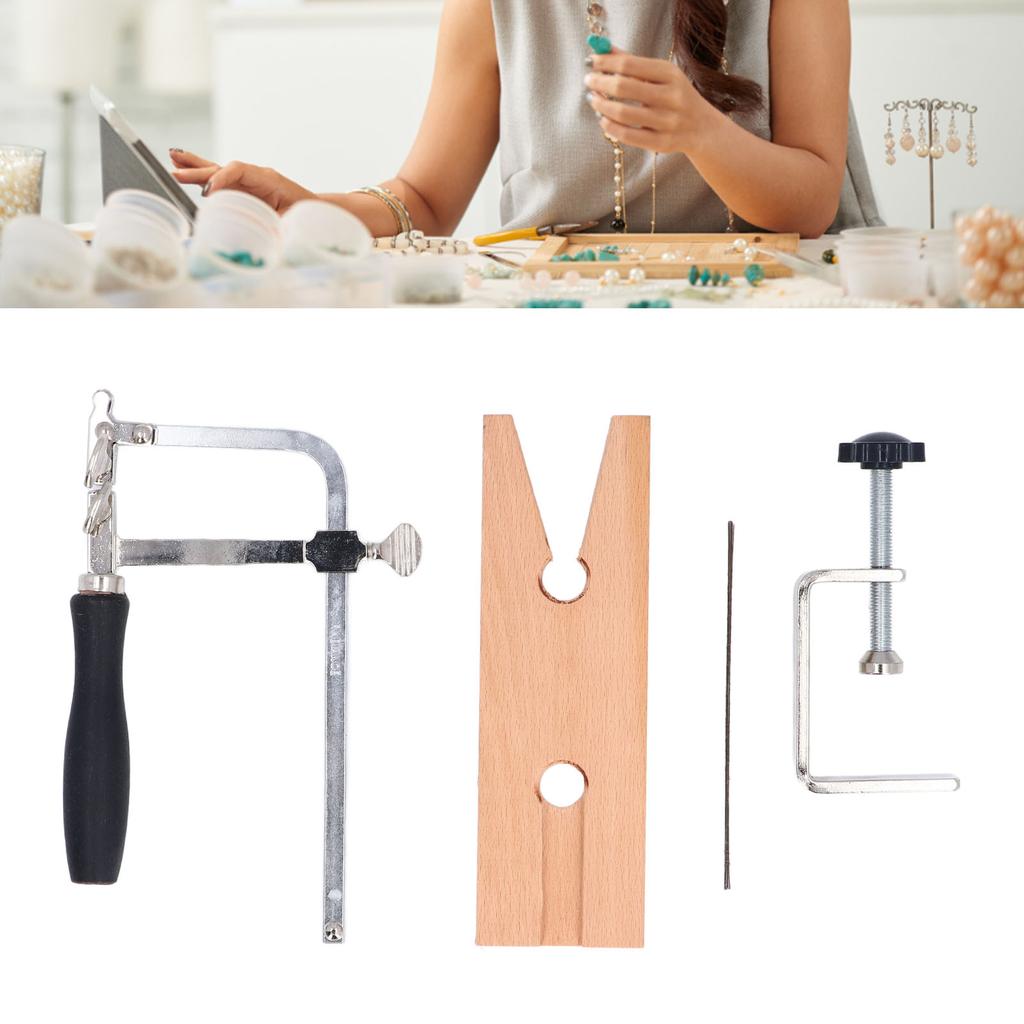 Jewelry Saw Kit, V- Pliers, Saw Frame, 12 Blades, Jewelry Cutting Kit with Compact Design, Ideal for Metal, Wood Wax