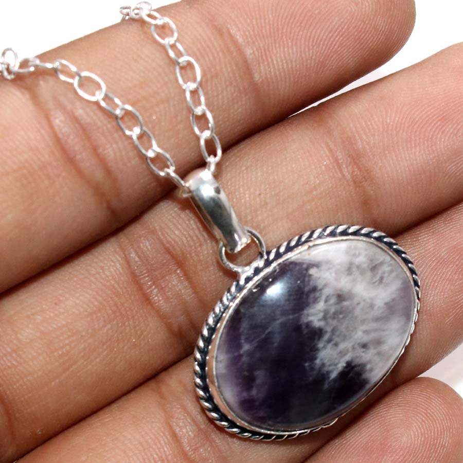 Huge Chevron Amethyst 925 Silver Plated Necklace 18" New Year Jewelry Trendy z1v63
