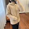 Double-sided Fleece Hooded Zip-Up Sweatshirt for Couples Sherpa Lining Hooded Sweatshirt for Men and Women