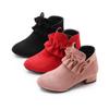 Girls Ankle Boots High Heels Square Heel with Ruffles Kids Princess Boots Children Snow Boots Warm Fashion Sweet Flock