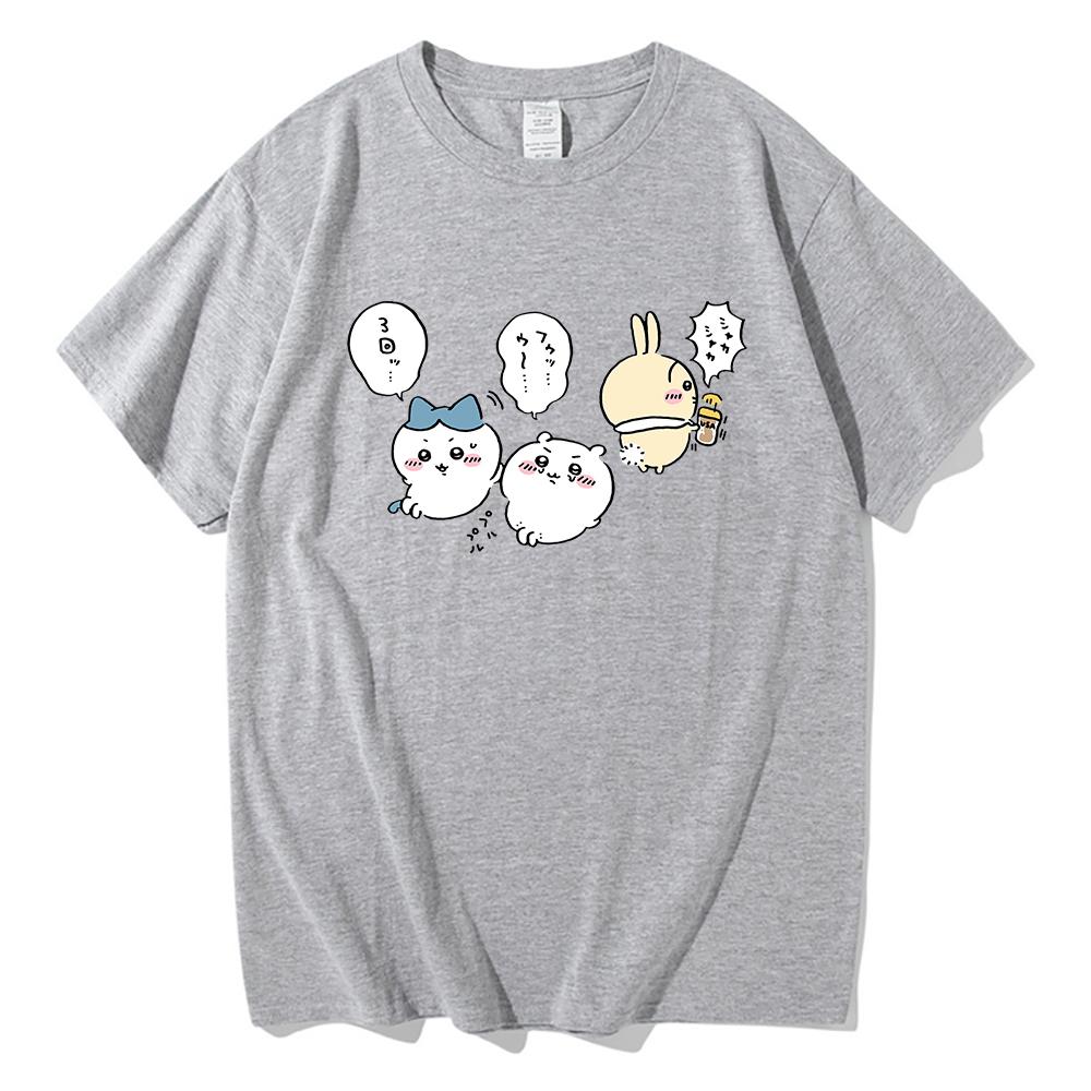 Chiikawa T Shirt Unisex Harajuku Aesthetic Graphic Kawaii Tshirt Unisex Cartoon Daily Casual Oversize Sand Cotton Tees Shirts Korea