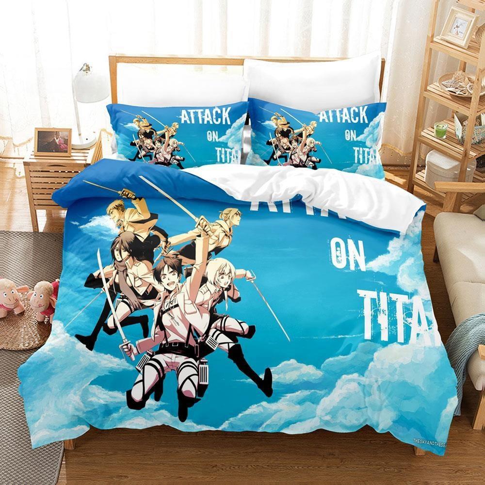New Attack On Titan Bedding Set Single Twin Full Queen King Size Bed Set Adult Kid Bedroom Duvet Cover Sets Anime Bed Sheet Set