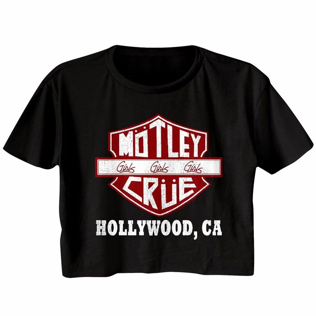 Черная укороченная футболка для девушек Motley Crue Crue Sign, фестивальная, Cali