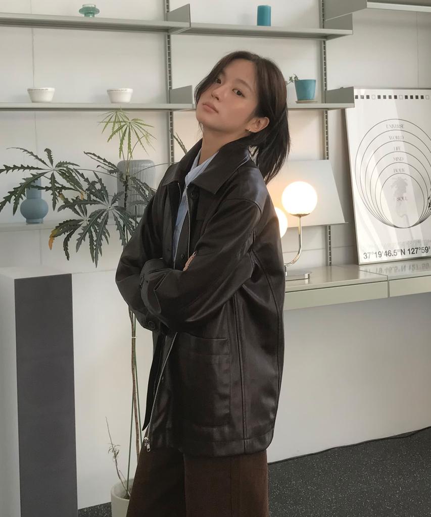 ATA Labelo Vegan Leather Jacket_Dark Brown