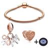 Классические простые браслеты с подвесками из розового золота, перо, сердце, бусины, браслеты для женщин, ювелирные изделия