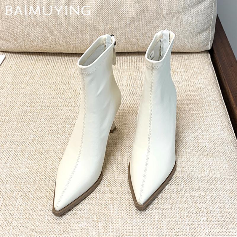 Кожаные женские ботильоны с острым носком, модные туфли на каблуках, зимние ботинки челси, трендовые новые брендовые туфли в готическом стиле Botas De Mujer
